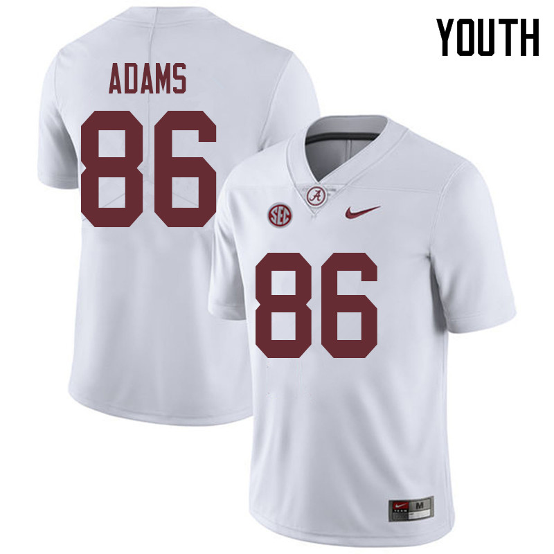 Alabama Crimson Tide Youth Connor Adams #86 White NCAA Nike Authentic Stitched 2018 College Football Jersey BD16Q00GT
